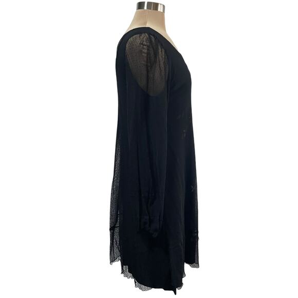 Scrapbook Black Sheer Lace Overlay Dress Crisscross Neckline Sz MED Whimsygoth - Picture 4 of 11